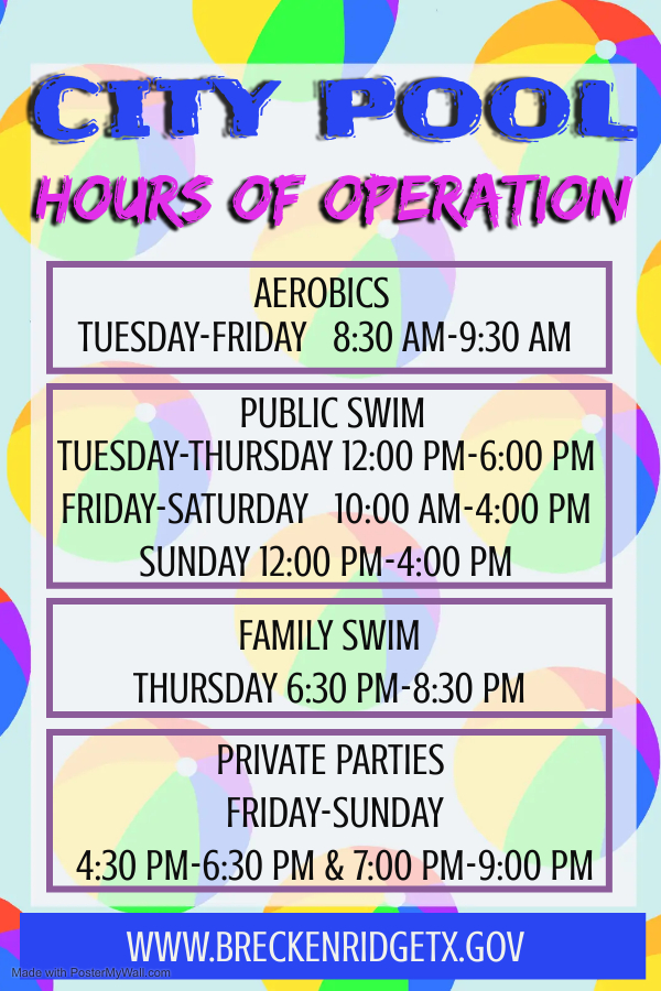 SWIMMING POOL OPERATING HOURS 